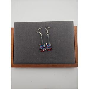 Electric Guitar Dangle Drop Hook Earrings Colorful Eclectic Rock & Roll